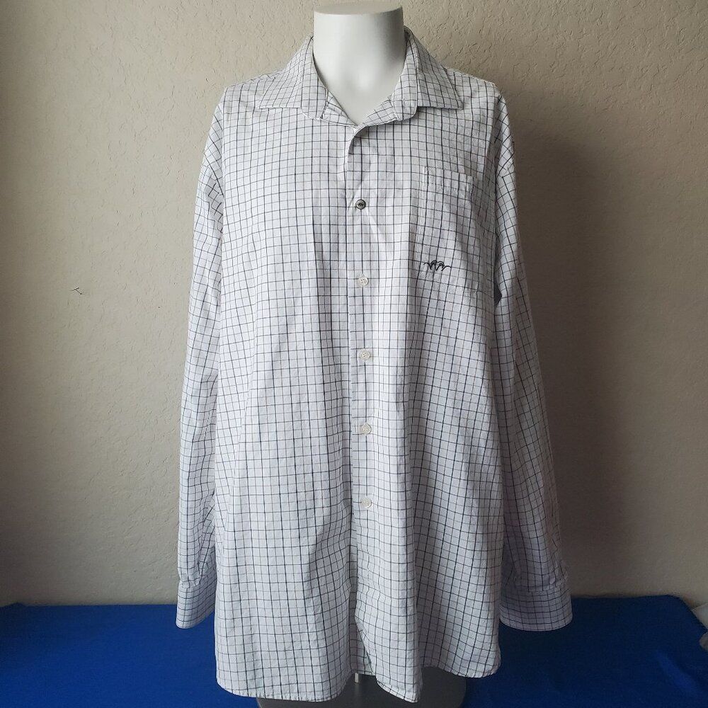 Blaser Oxford Shirt Men's 3XL White Windowpane Plaid Button Down Modern Fit